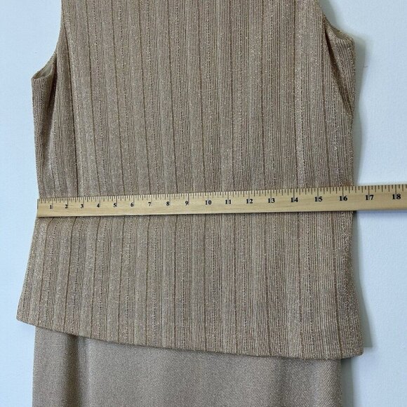 Alex Evenings Gold Metallic Gown Maxi Dress Womens Size 8 Formal Mature - Picture 7 of 12